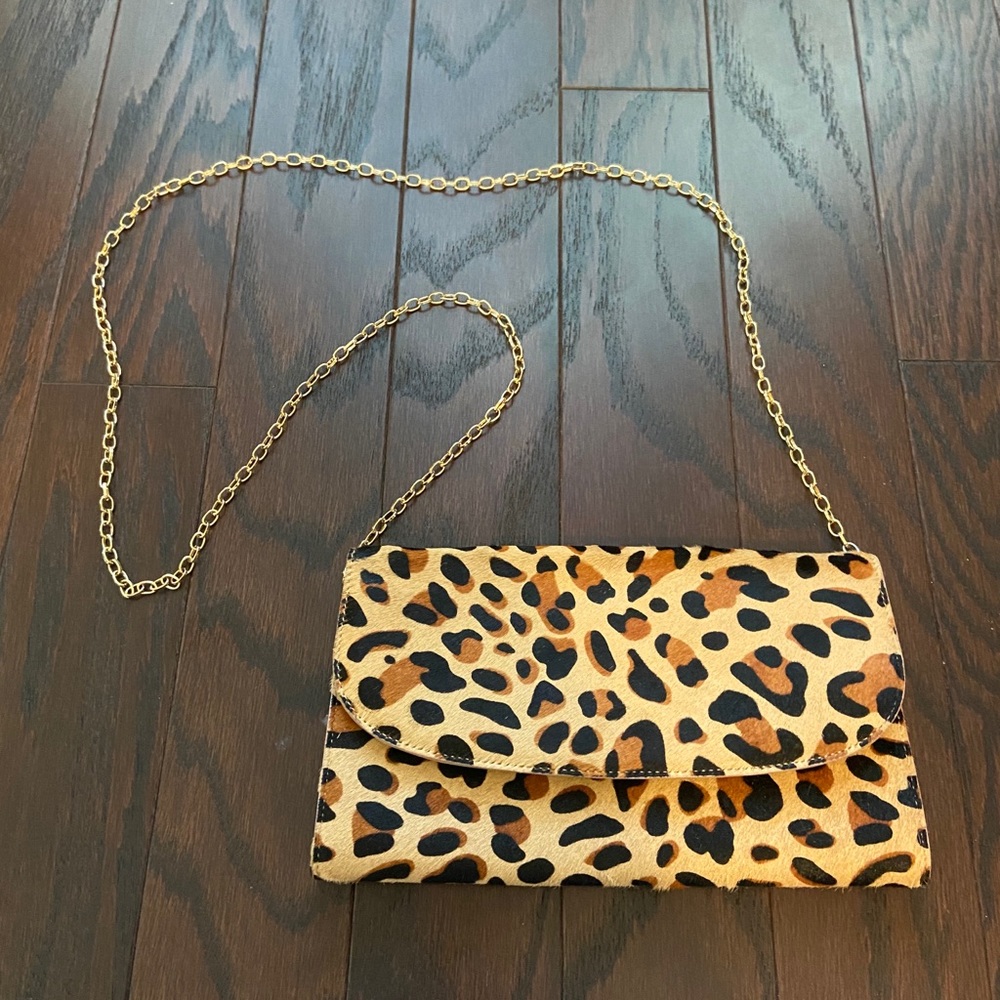 Nordstrom Genuine Calf Hair Leopard Print Clutch